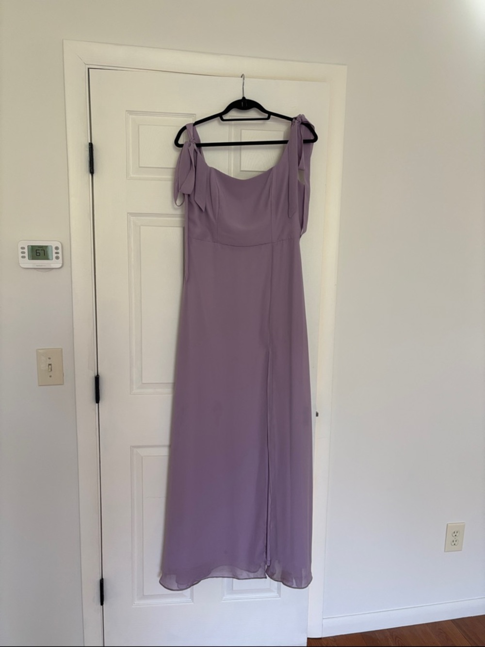 Birdy grey square neck bridesmaid dress in lavender chiffon